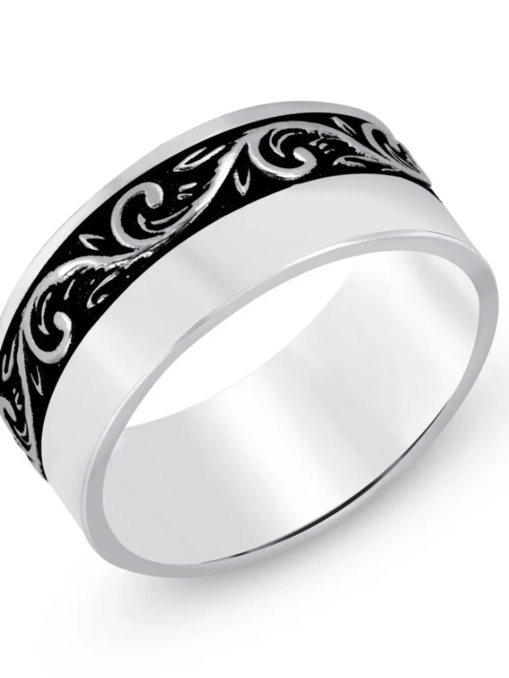 NEW 925 STERLING SILVER MEN  Tire Design Oxidized ETERNITY WEDDING BAND